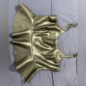 Faux leather black crop spaghetti strap (Forever 21)